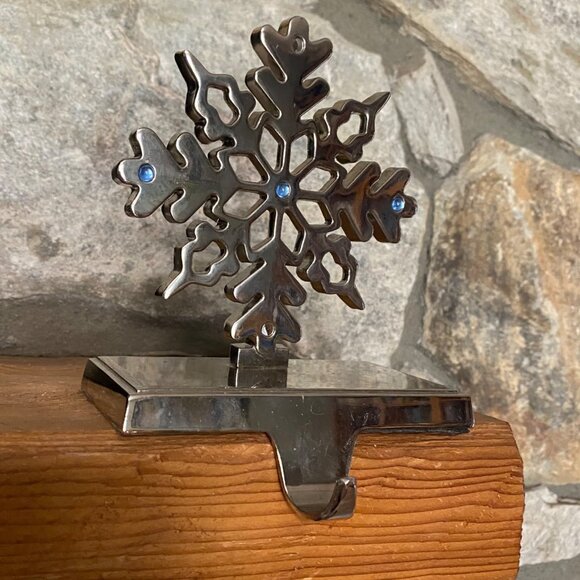 Home Depot Other - Silver Snowflake Stocking Holder With Blue Accents - Set 0f 2